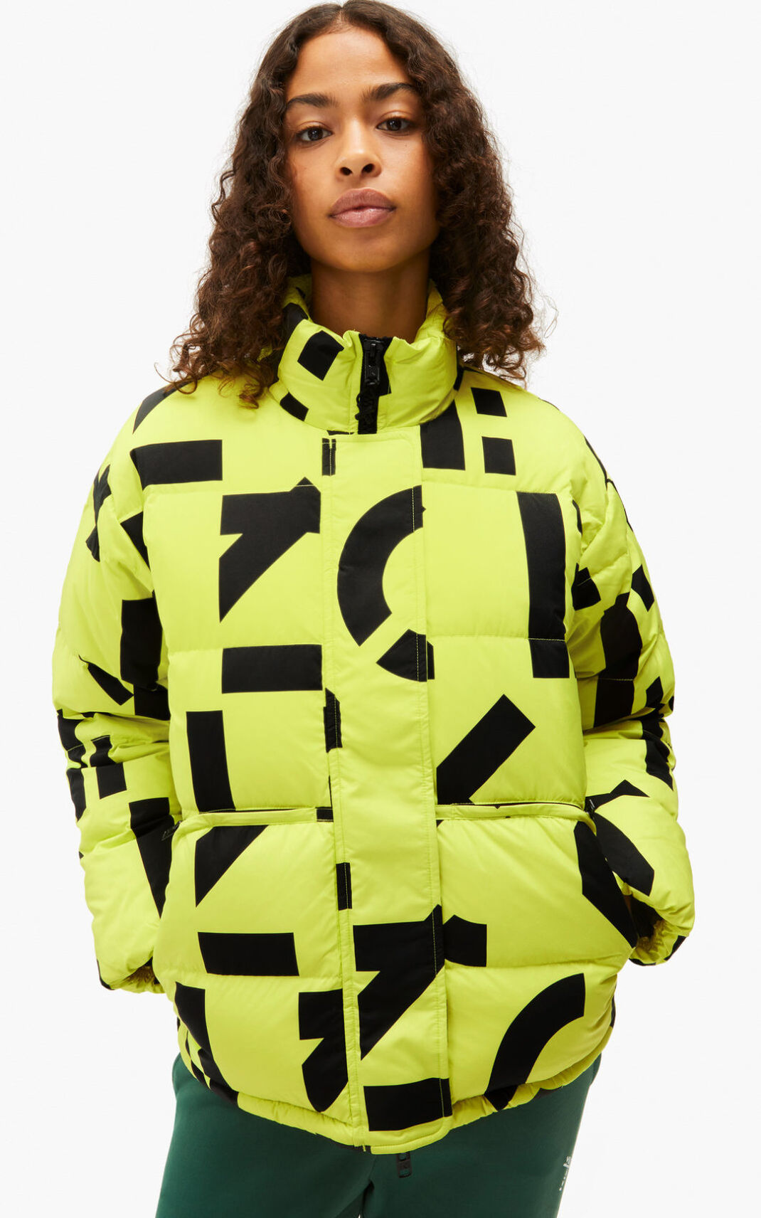 Kenzo Sport monogram ダウンジャケット レディース ライト緑 - ILWTBX954